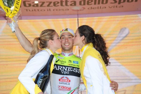 Oscar Gatto on the podium after his win