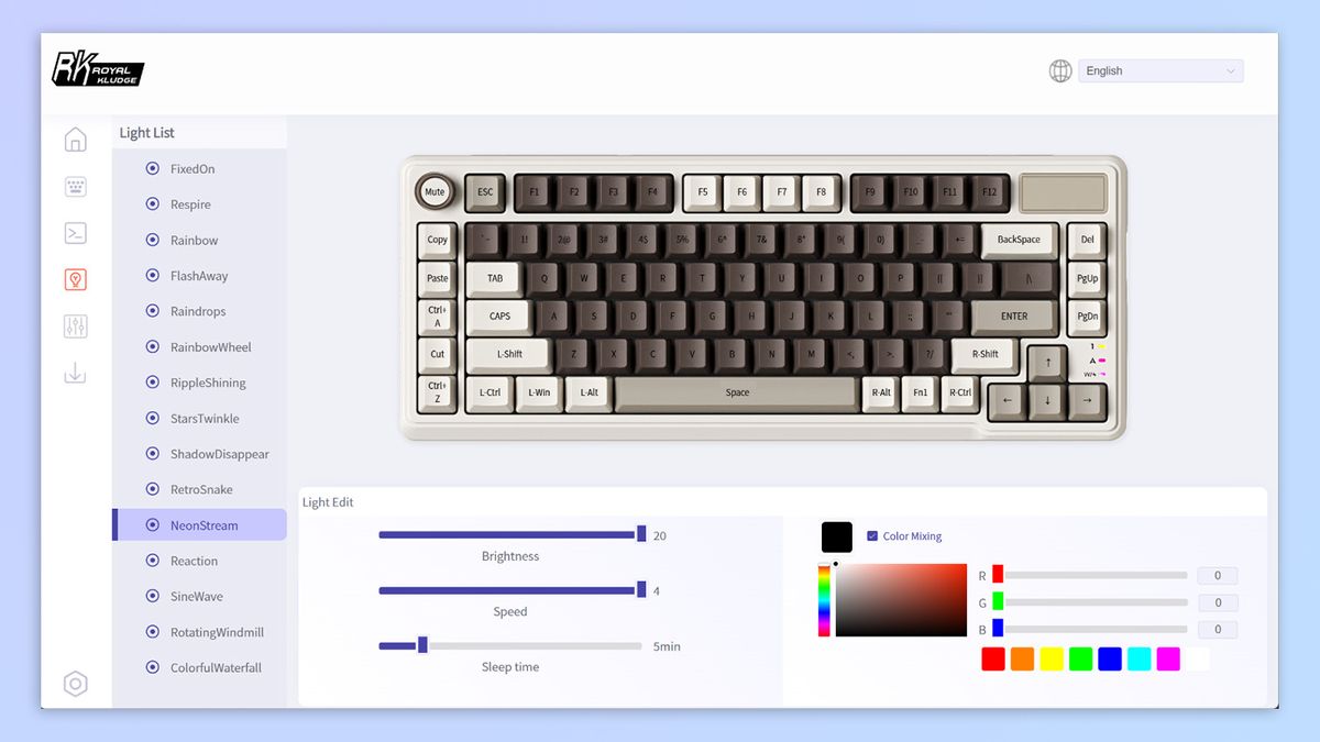 Royal Kludge software screenshot