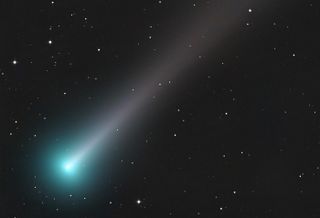 Astrophotographer Chris Schur captures this stunning photo of Comet Leonard on Dec. 4, 2021 from Payson, Arizona using a 10-inch Newtonian telescope and 60-minute camera exposure. 