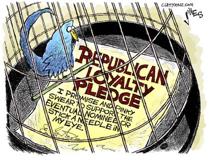 Political Cartoon U.S. GOP Loyalty 2016