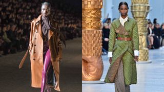 best belted winter coats: models on catwalk