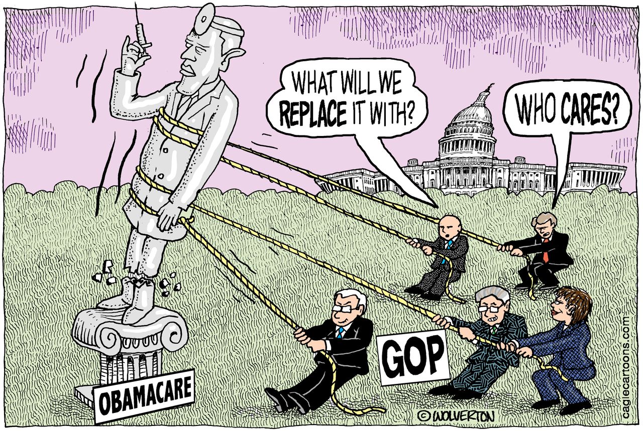 Obama cartoon U.S. Obamacare removal GOP healthcare