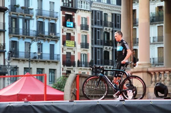 Chris Froome (Sky) heads onto the stage