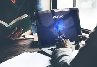 Backup data storage displayed on a laptop screen
