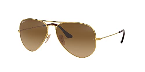Ray-Ban Unisex Rb3025 Classic Polarized Aviator Sunglasses, Gold/polarized Brown Gradient, 58 Mm