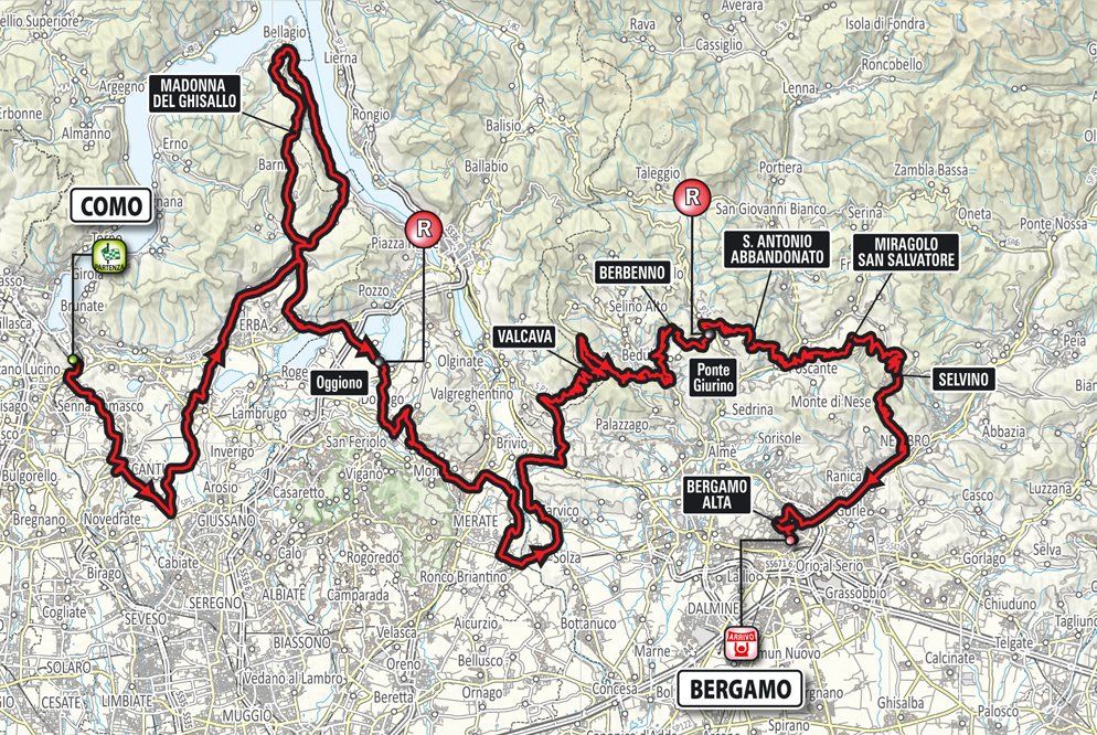The 2016 Il Lombardia race map