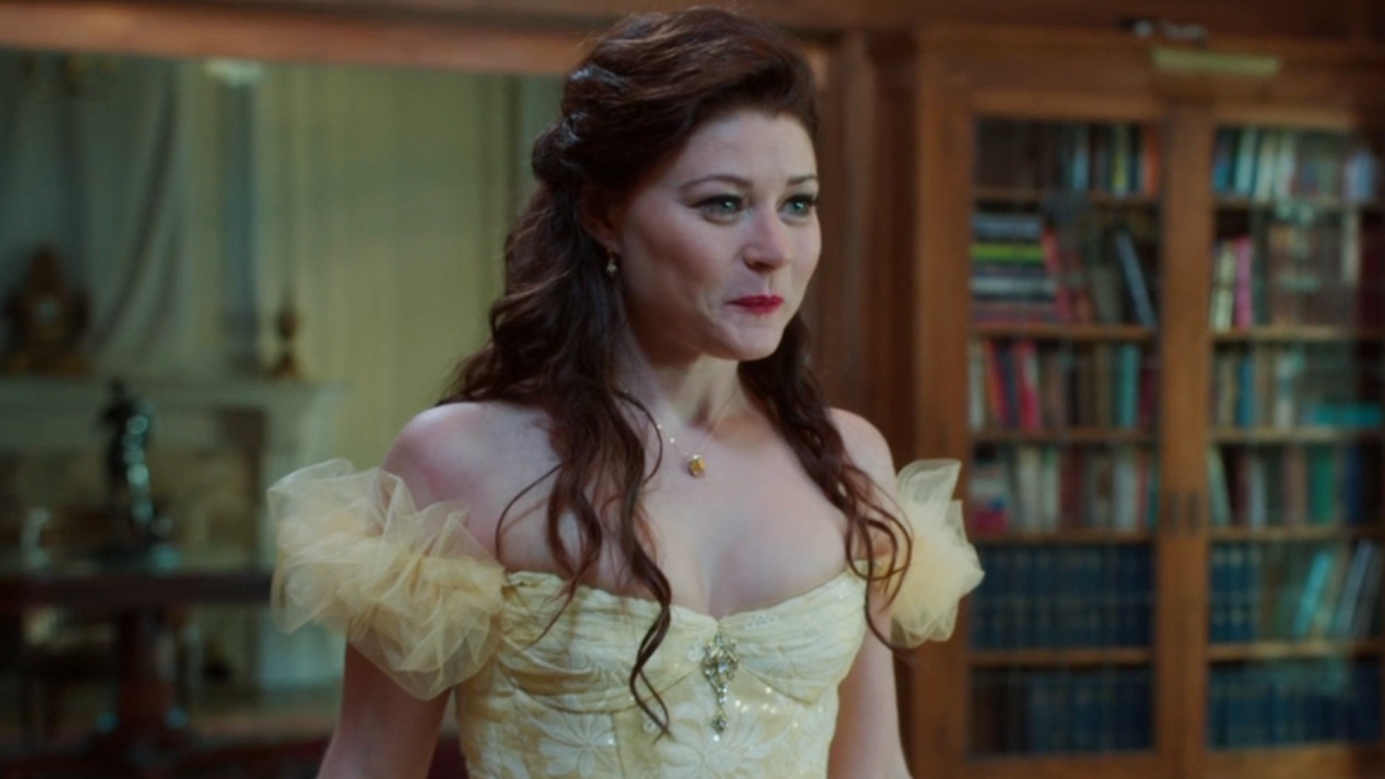 Belle wearing her yellow dress on Once Upon a Time.