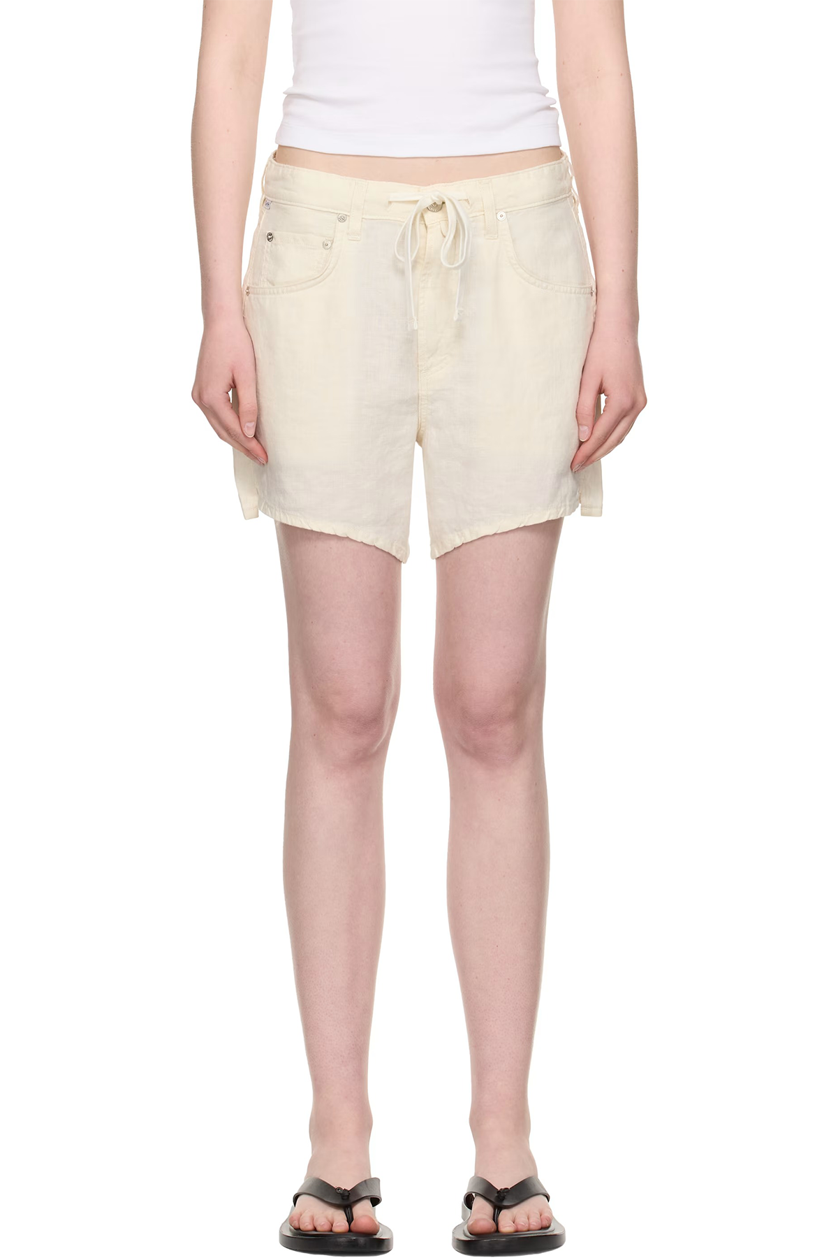 Beige Brynn Linen Shorts