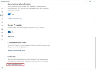 Exclude folder locations on Microsoft Defender Antivirus