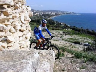A rider checks out the new course at Amathous