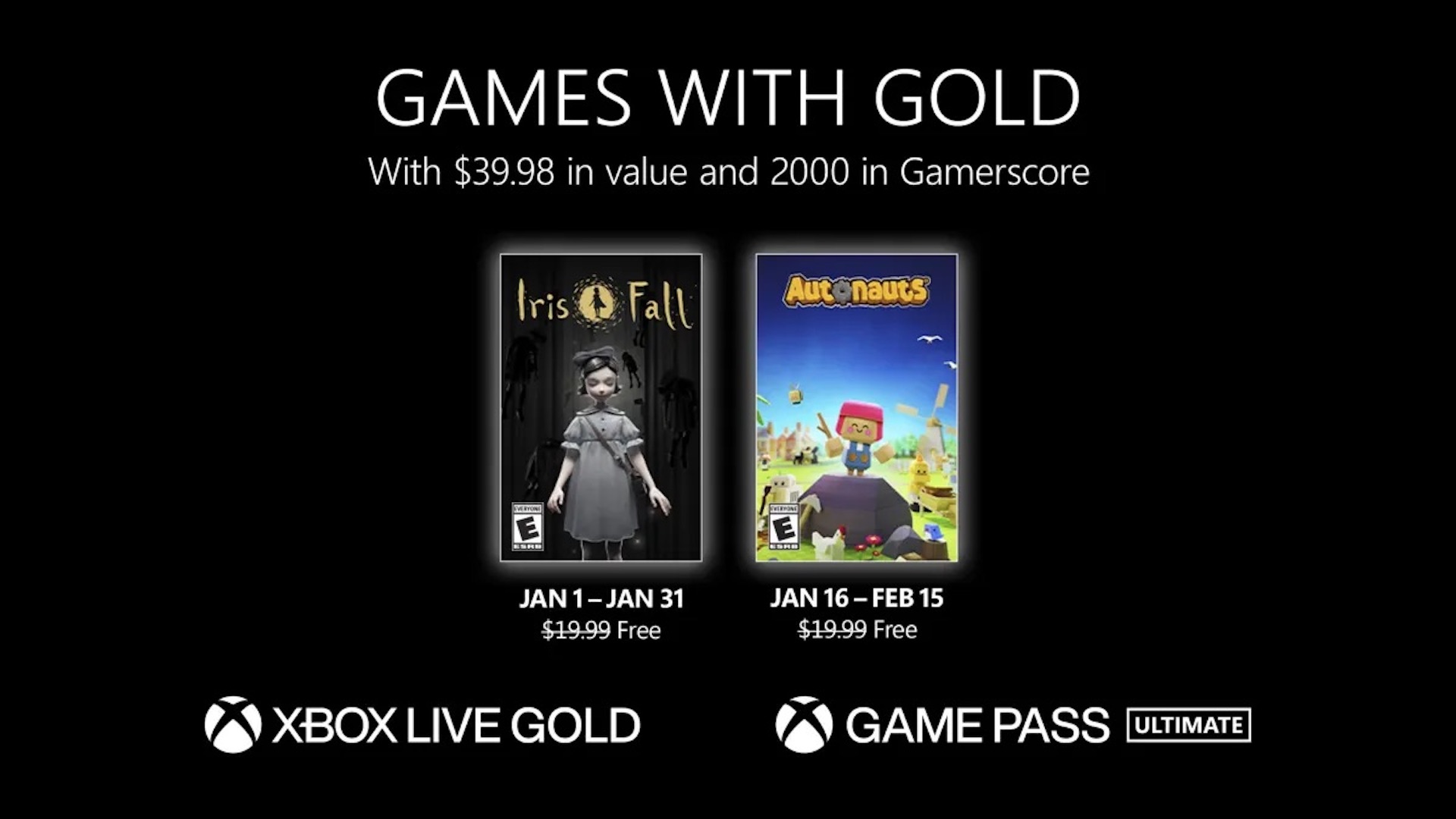 January 2023 Games With Gold games list