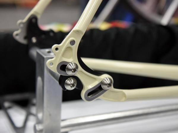 Paragon's slick new singlespeed dropouts adjust drivetrain tension with almost no change in bottom bracket height while the pivoting setup helps ensure both sides stay even with each other.