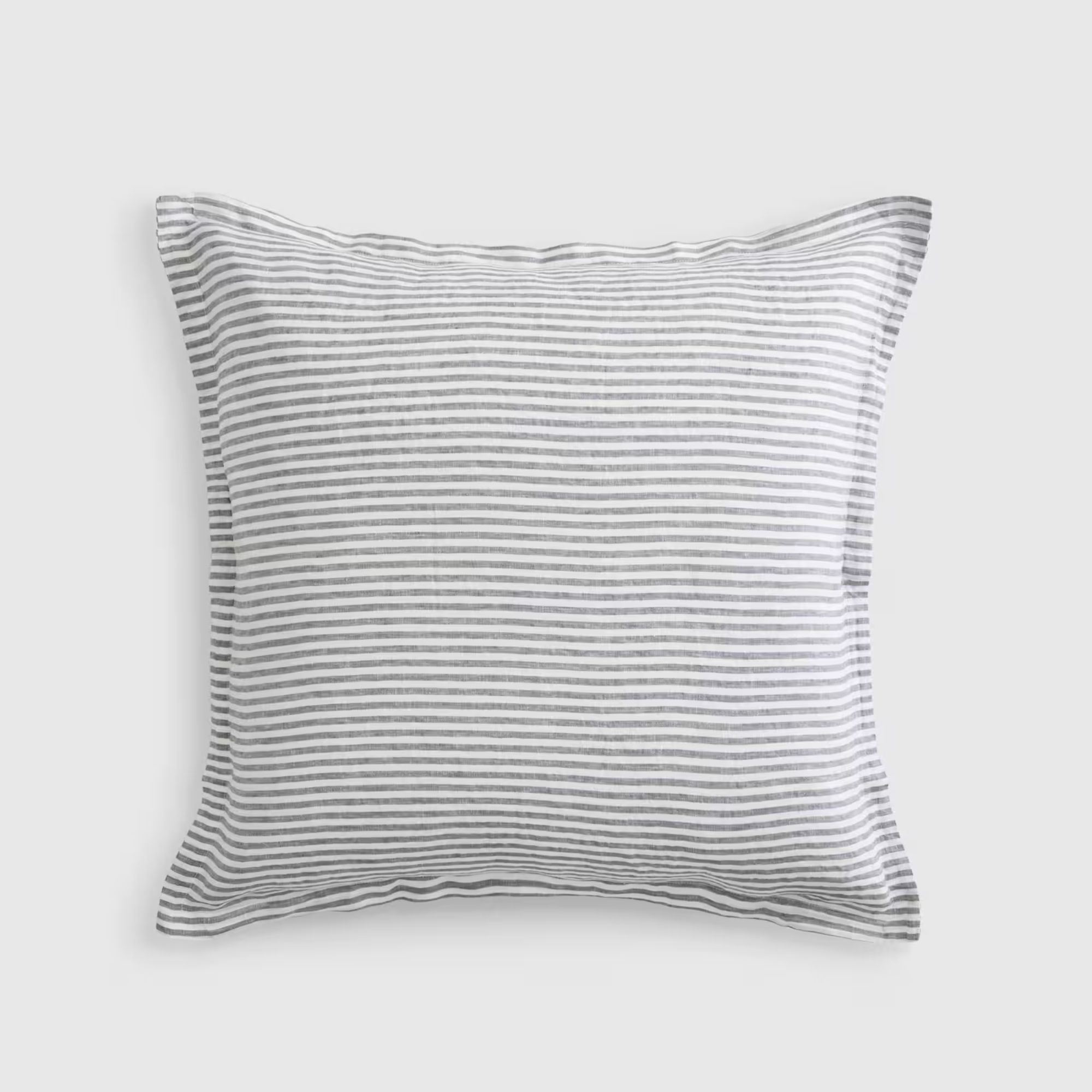 European Linen Euro Sham (Grey/ White Stripe)