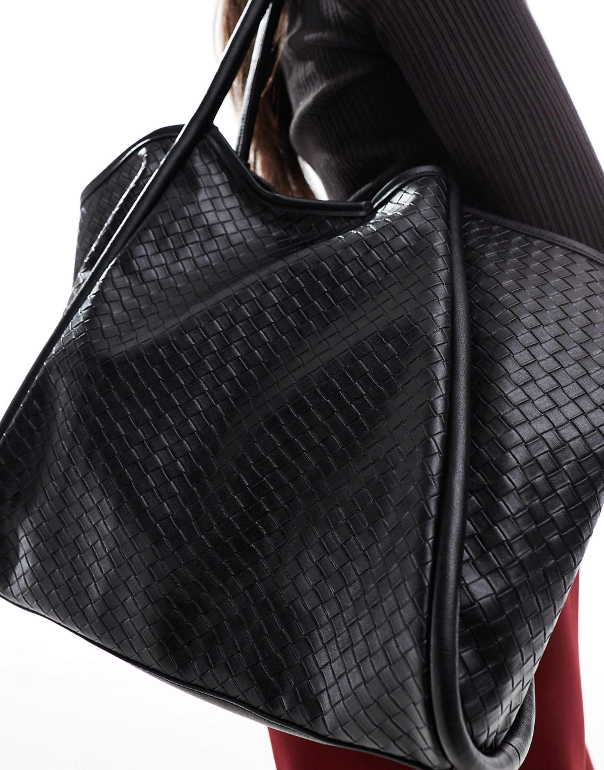 Asos Design Weave Tubular Tote Bag in Black