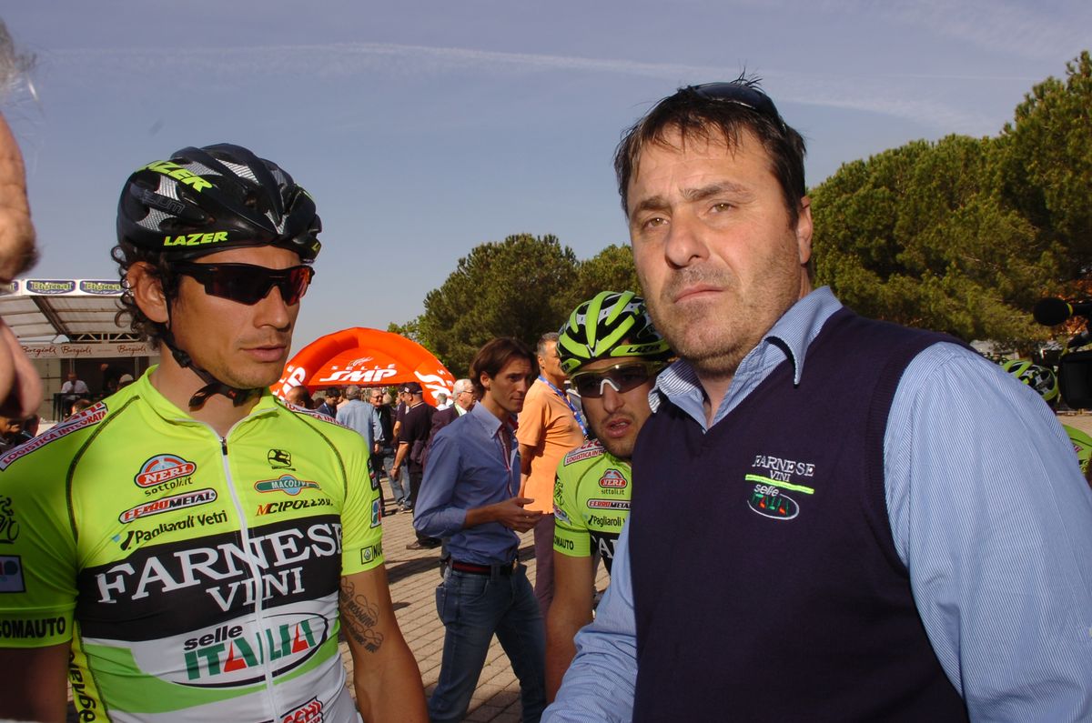 The odd couple. Filippo Pozzato with Luca Scinto in 2012.