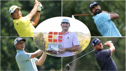 Five golfers pictured in a montage