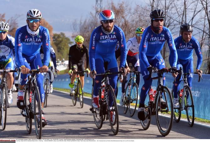 Daniele Bennati, Luca Paolini and Manuel Quinzato lead Italy on a climb