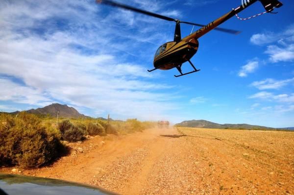 Racers were closely watched by the media chopper.