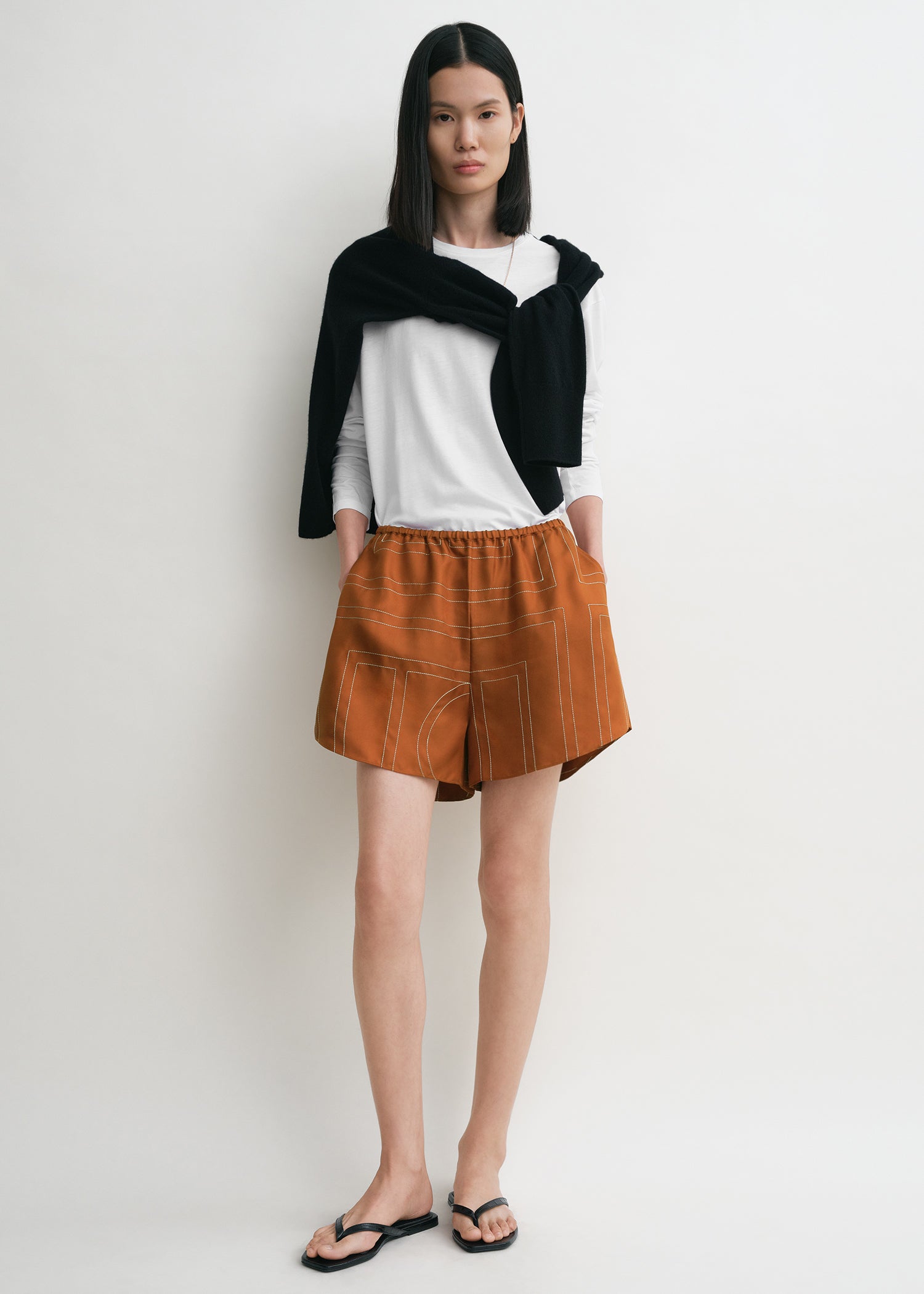 Monogram Silk Pj Shorts Terracotta - 30