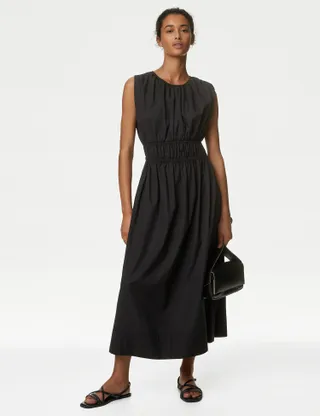 M&S Collection, Pure Cotton Midi Waisted Dress