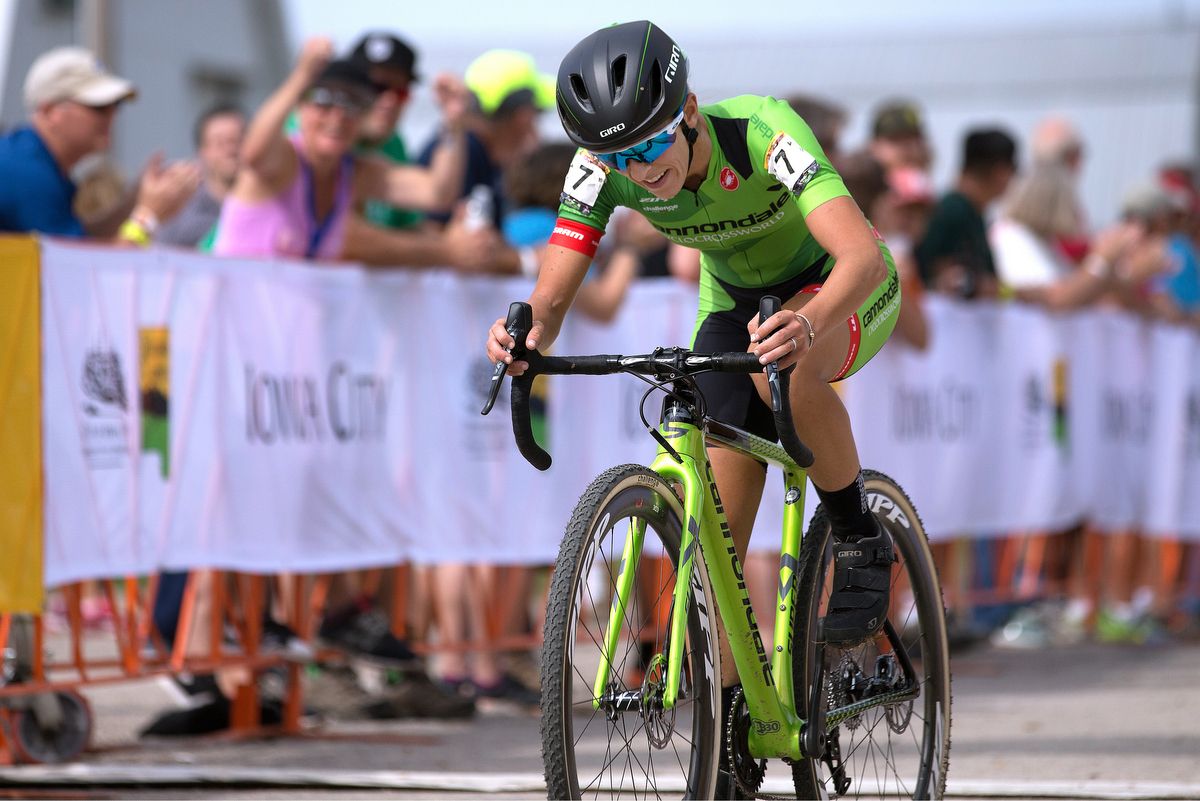 Kaitlin Keough (Cylance Pro Cycling) rides to second place