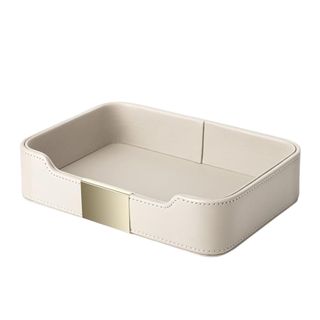 A cream rectangular trinket tray