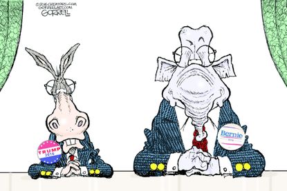 Political Cartoon U.S. Trump Bernie