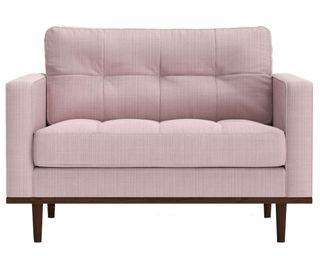 pink coloured couch with white background