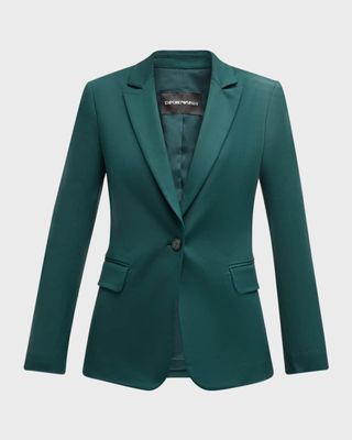 Single-Button Couture Cotton Blazer