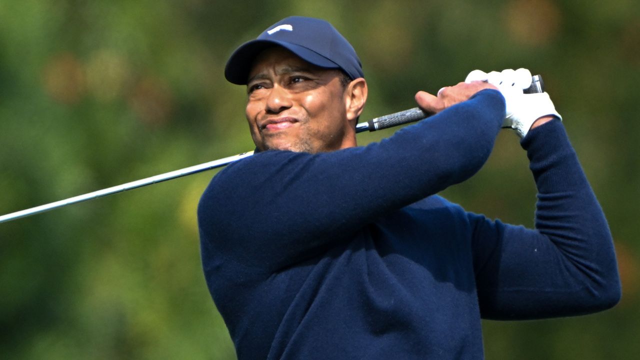 Tiger Woods takes a shot at the Genesis Invitational