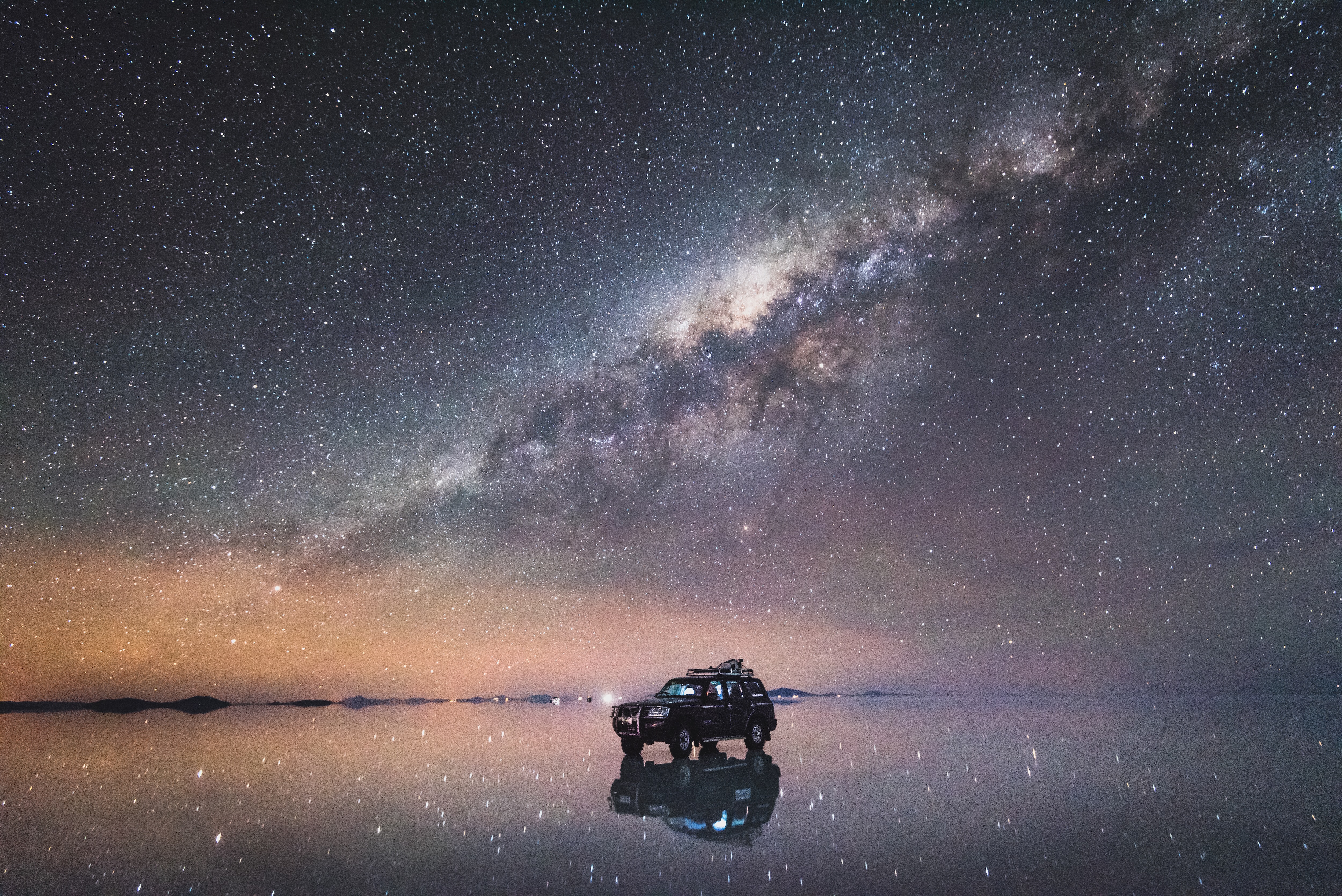The Milky Way shines above Bolivia's Salar de Uyuni salt flat