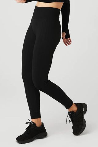 black high waisted seamless leggings from the alo yoga sale