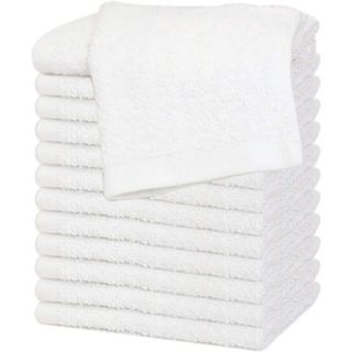 set of 10 white cotton face cloths