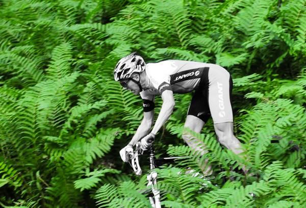 Carl Decker (Giant) cutting some tight turns in Fern Valley.