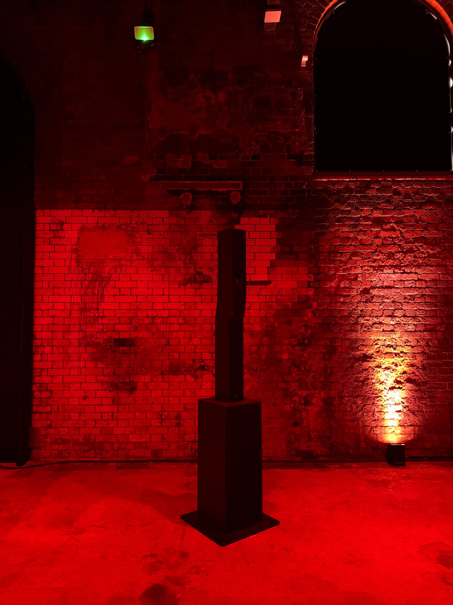 Wapping power station interiors with red light