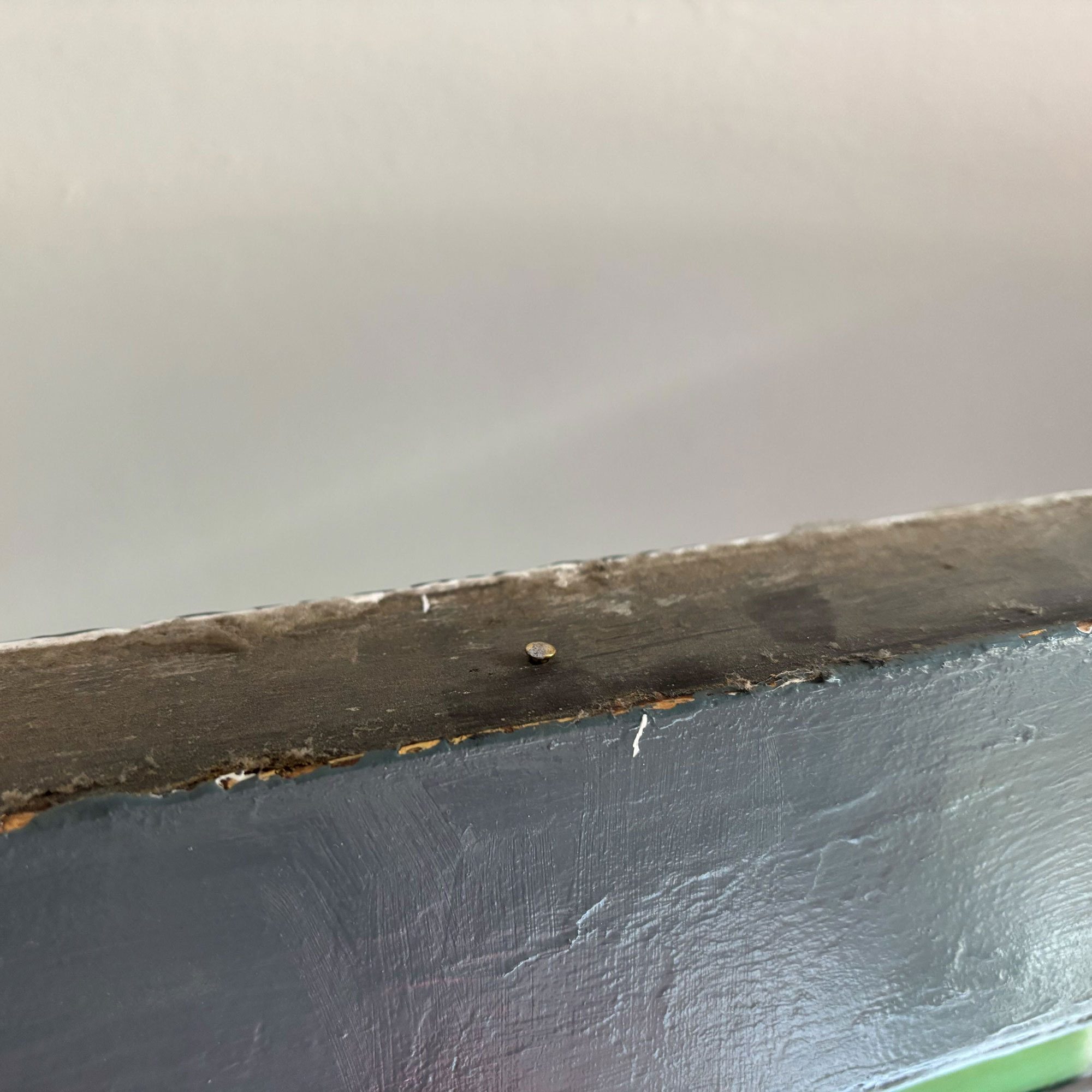 Blue front door with green wreath