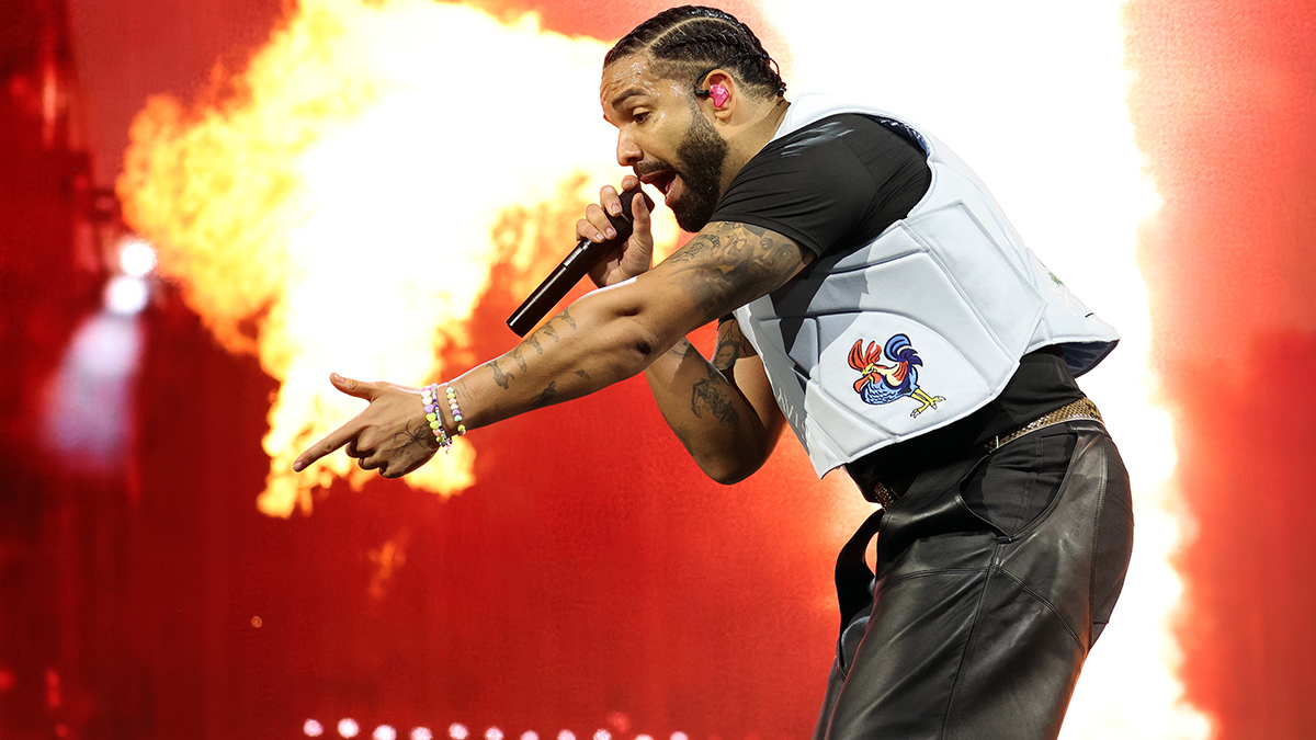 LONDON, ENGLAND - JULY 12: (EDITORIAL USE ONLY) Drake performs live on stage during day two of Wireless Festival 2025 at Finsbury Park on July 12, 2025 in London, England. Drake is headlining an unprecedented all three nights of Wireless Festival. (Photo by Simone Joyner/Getty Images for ABA)