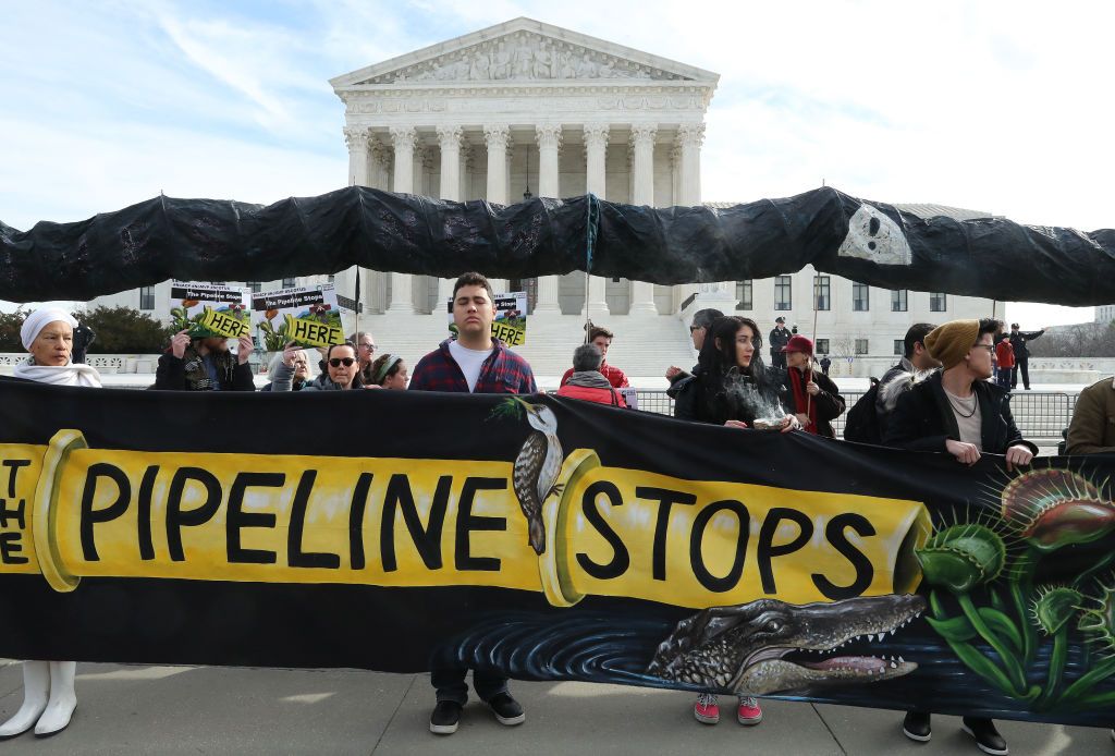 Protesters in February demonstrate against the Atlantic Coast Pipeline.