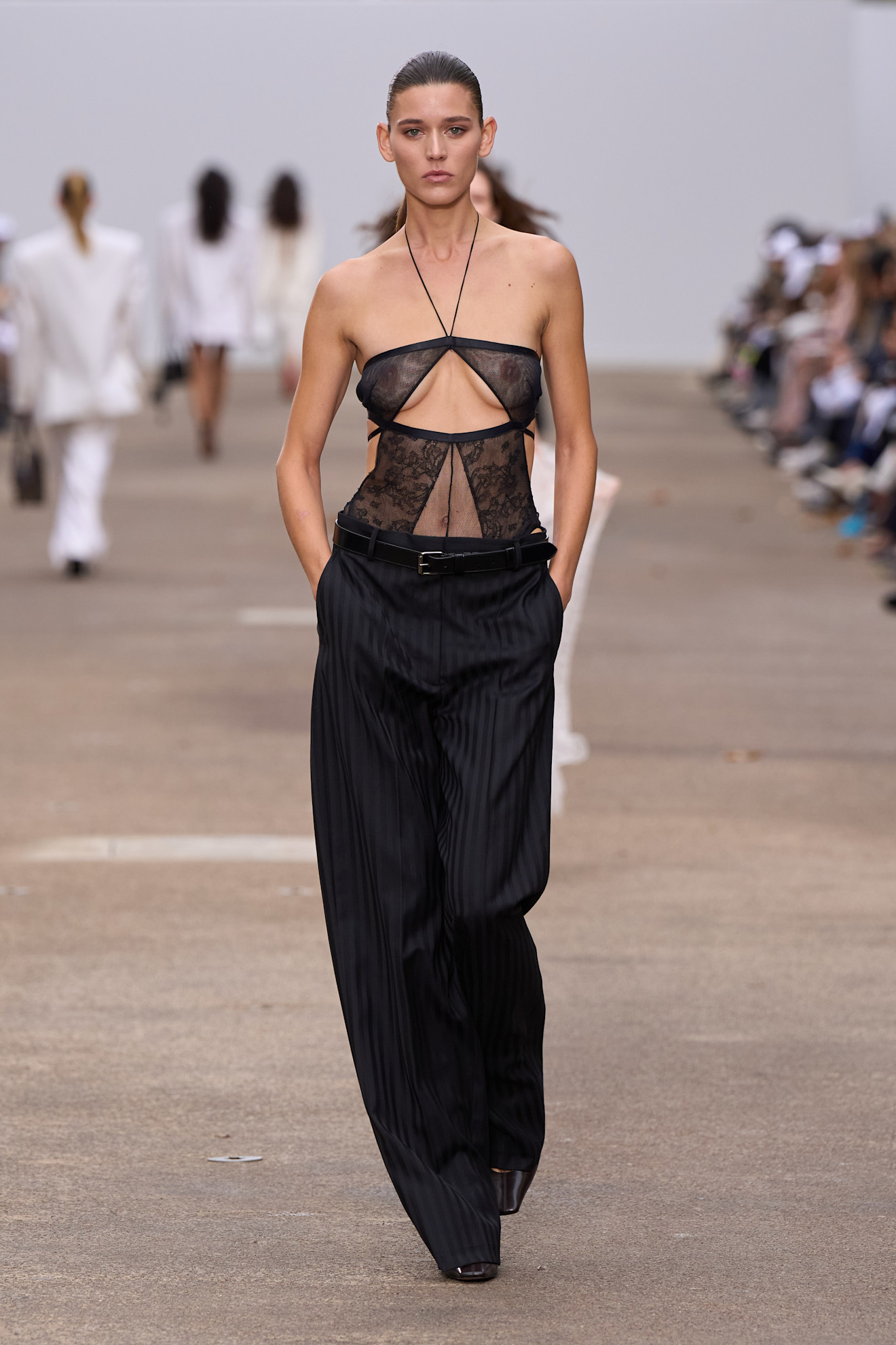 A model wore Emily Blunt&#039;s look on the Stella McCartney Spring 2025 runway