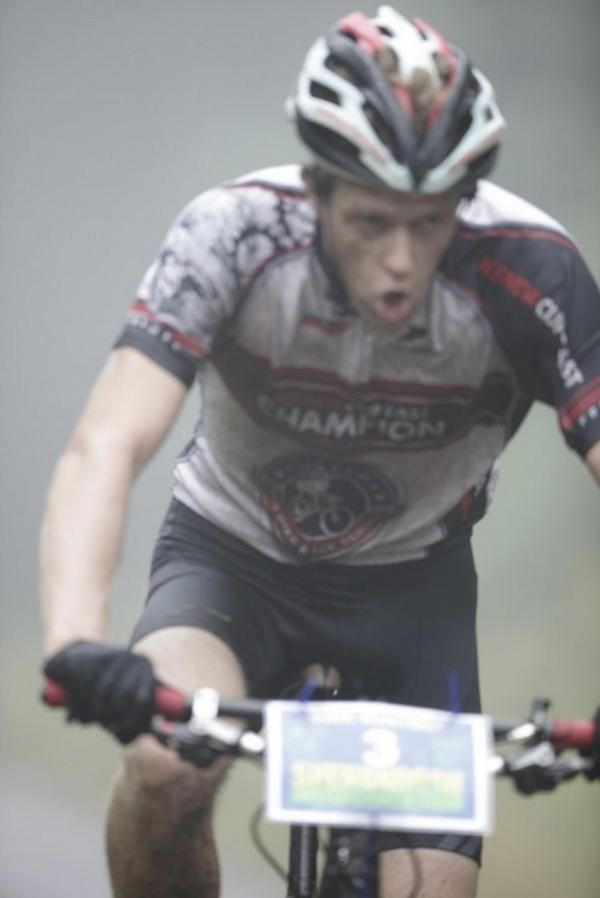 Sam Koerber (Niner- Industry) is totally blown after 5 + hours of motorpacing around the SM100 course with Jeremiah Bishop
