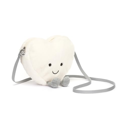 Jellycat Amuseables Cream Heart Plush Bag, 9 Inches - Crossbody & Shoulder Purse - Fun & Unique Handbag