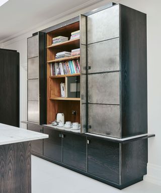Dark kitchen cabinetry with metal effects