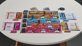 Back to the Future Dice Through Time board game set up on table