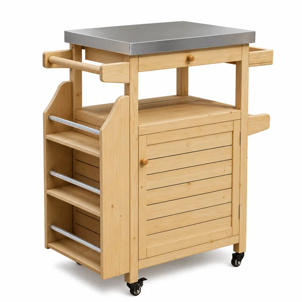 Wayfair, Outdoor Bar Cart with Stainless Steel Top and Cabinet