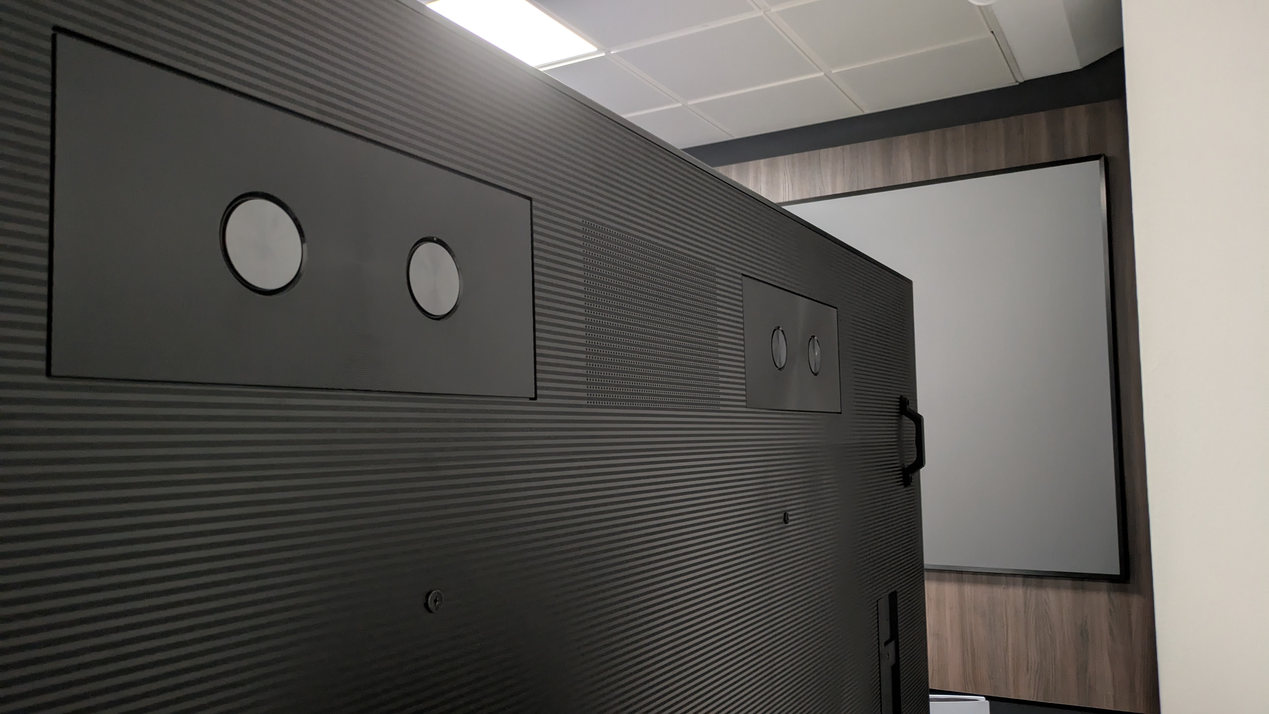 Hisense 116UX RGB mini-LED TV speakers on rear of panel