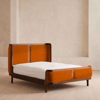 wood/upholstered bed frame