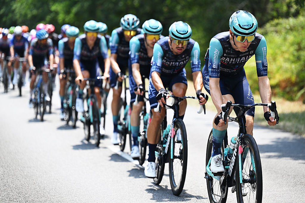 BORDEAUX, FRANCE - JULY 10: Matej Mohoric of Slovenia and Team Bahrain - Victorious competes during the 113th Tour de France 2026, Stage 7 a 175.1km stage from Hagetmau to Bordeaux / #UCIWT / on July 10, 2026 in Bordeaux, France. (Photo by Tim de Waele/Getty Images)