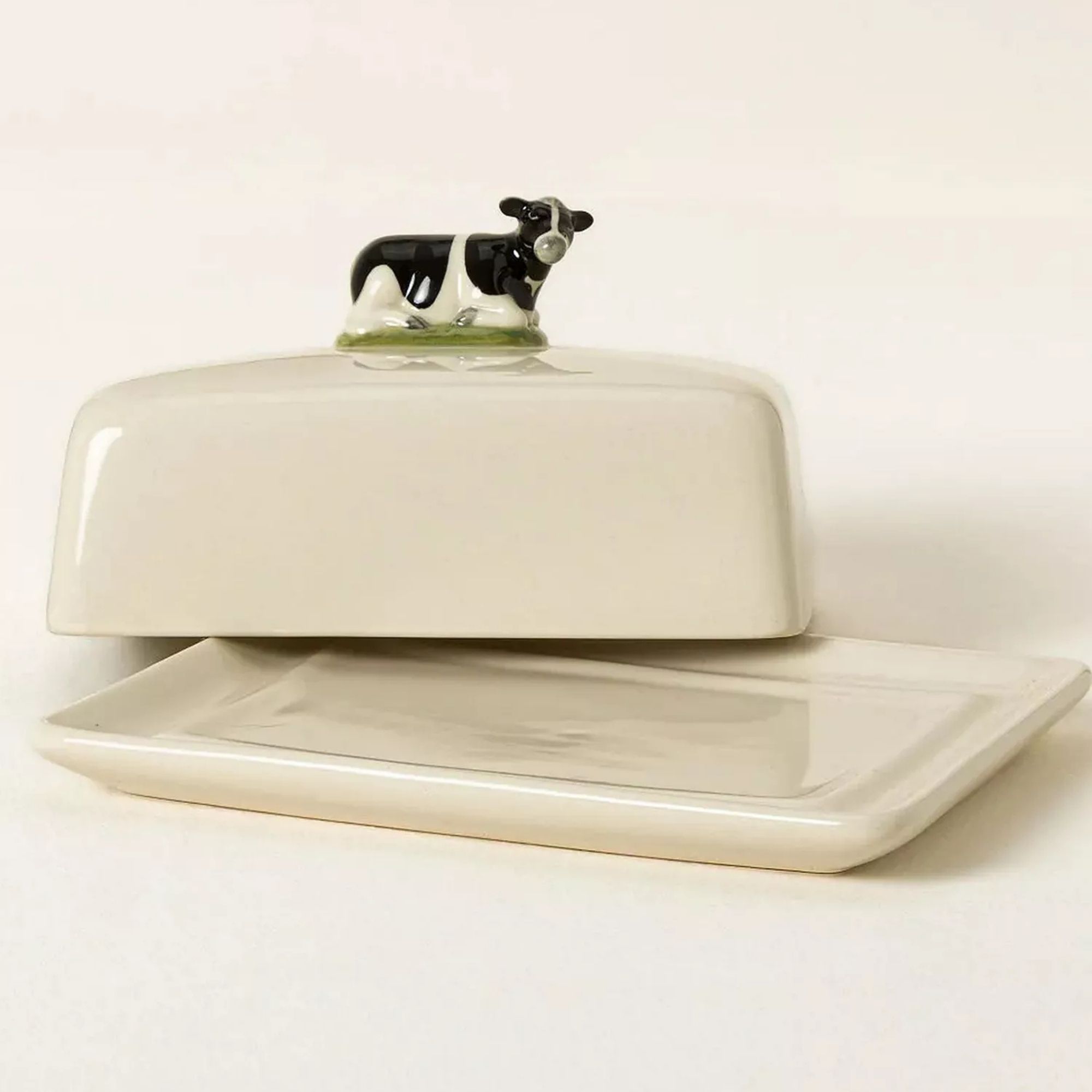 Uncommon Goods, Cow Stoneware Covered Butter Dish
