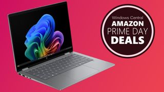 Render of the HP OmniBook X Flip 14 (2025) for Amazon Prime Day 2025.