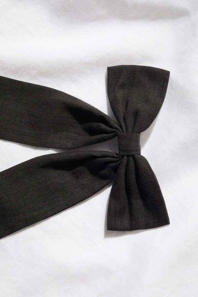 Linen-Blend Bow Hair Clip